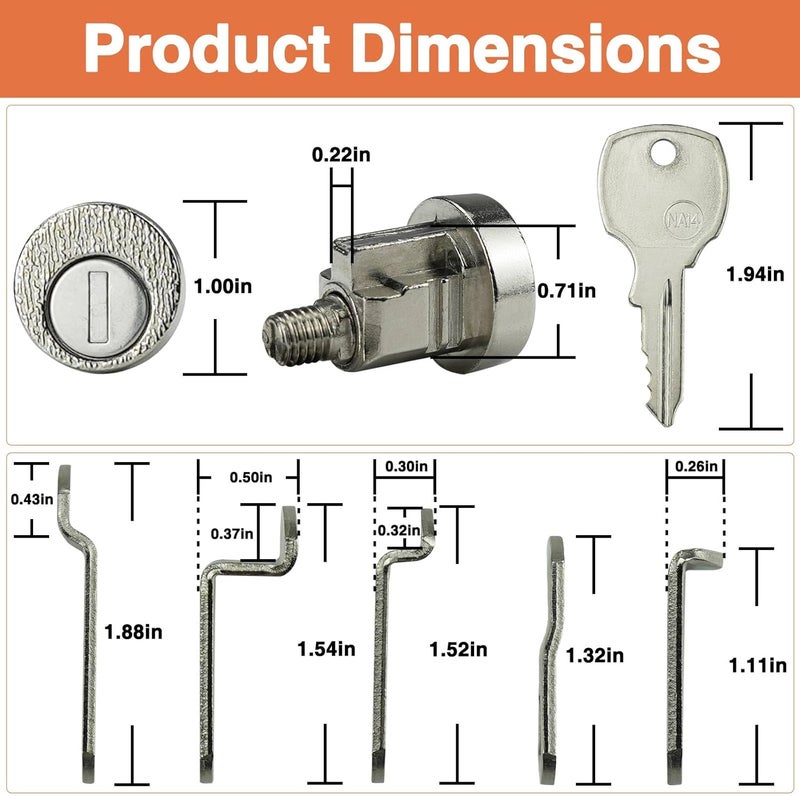 HEMRUNK 1-Pack Mailbox Lock and Key L-1172C COMP-X National Mailbox Lock C9100 Mailbox Key Lock with 3 Keys 5 Shaped Locking Plates Clockwise - Image 2