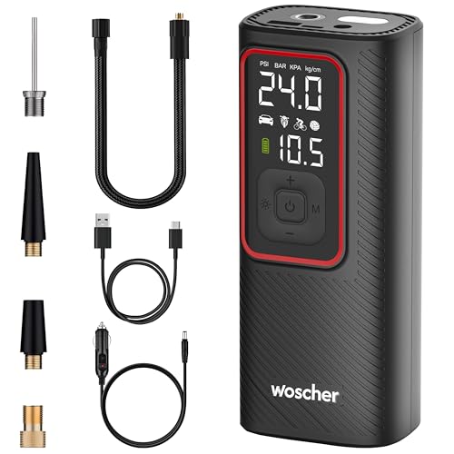 Woscher Boost Pro 2-in-1 Tyre Inflator for Car and Bike, Air Pump for Car Tyre, 150 PSI Wired & Wireless (6000mAh Battery or 12V DC Socket) | Car Inflator | Tyre Inflator Kit - Image 1
