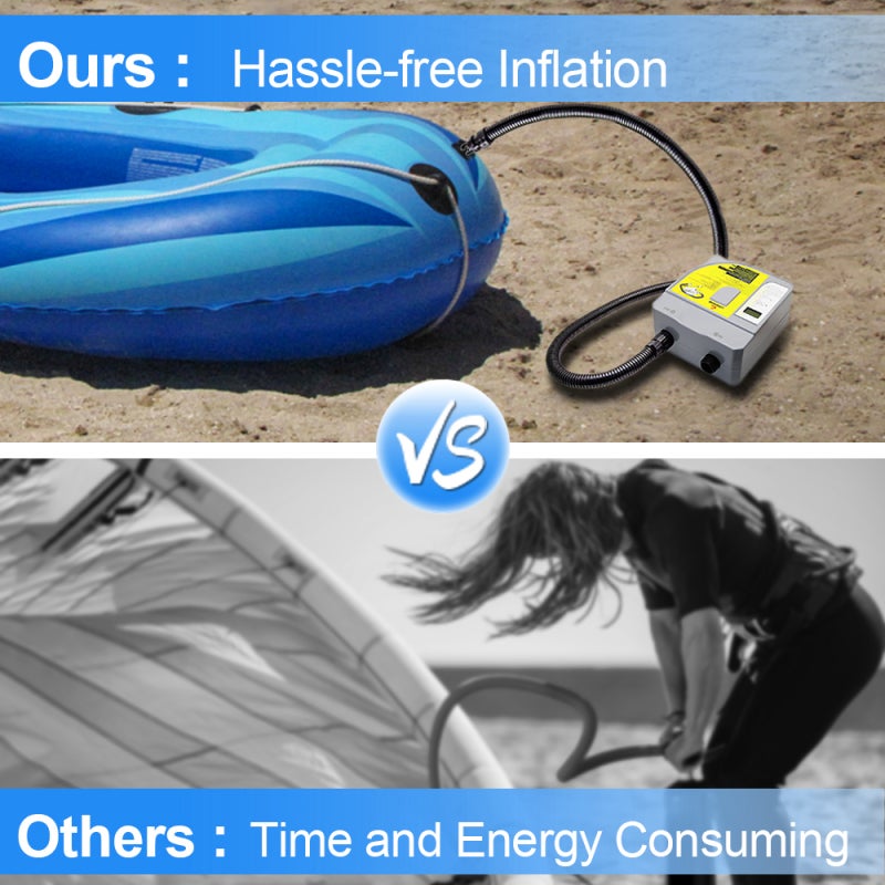 Electric Air Pump: Grey Dual Motors Digital LED Display - Auto Shutoff Adjustable Pressure Electric SUP Air Pump for Inflatable Surfboards, Kayaks, Boats, Rafts - Image 3