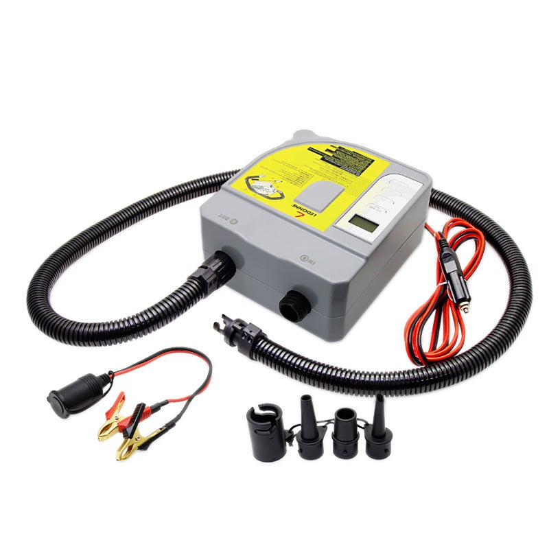 Electric Air Pump: Grey Dual Motors Digital LED Display - Auto Shutoff Adjustable Pressure Electric SUP Air Pump for Inflatable Surfboards, Kayaks, Boats, Rafts - Image 1