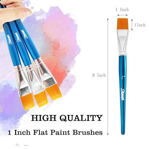 Sdanart 1 inch Flat Paint Brushes for Acrylic Painting，3 PCS Large Acrylic Paint Brush Bulk，Fabric Paintbrushes Craft Brush，Artists Paintbrush for Watercolor Oil Rock Face Body Art Canvas (3) - Image 2