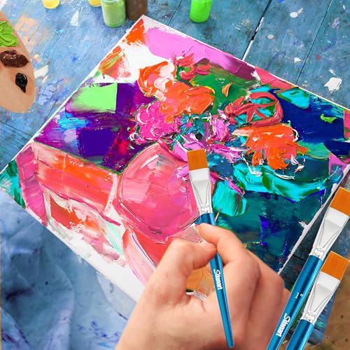 Sdanart 1 inch Flat Paint Brushes for Acrylic Painting，3 PCS Large Acrylic Paint Brush Bulk，Fabric Paintbrushes Craft Brush，Artists Paintbrush for Watercolor Oil Rock Face Body Art Canvas (3) - Image 5