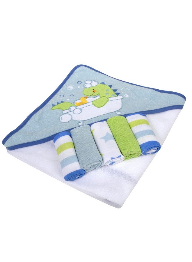 بيبي إيسينشيلز طقم منشفة بغطاء رأس ومنشفة وجه للأطفال الرضع، أولاد وبنات، من عمر 6 إلى 12 شهرًا (ريكس المنعش) - Image 2