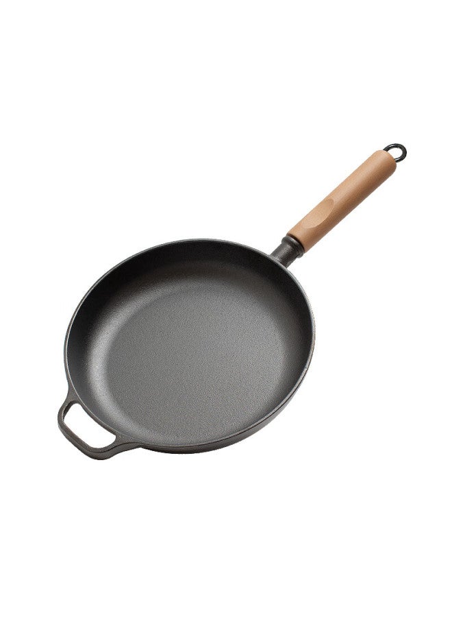 Jitiechui Ji Ti Hammer Cast Iron Flat Bottom Pan, Uncoated Thickened Iron, Household Pancake Griddle, 28cm Oil-gathering Frying Pan - Image 3