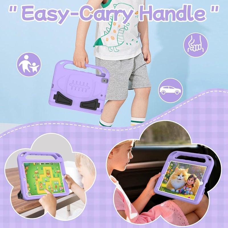 BMOUO Kids Case for iPad 9th/8th/7th Generation, with Built-in Screen Protector, Shockproof Handle Stand Kids iPad 10.2" Case 2021/2020/2019, Light Purple - Image 4