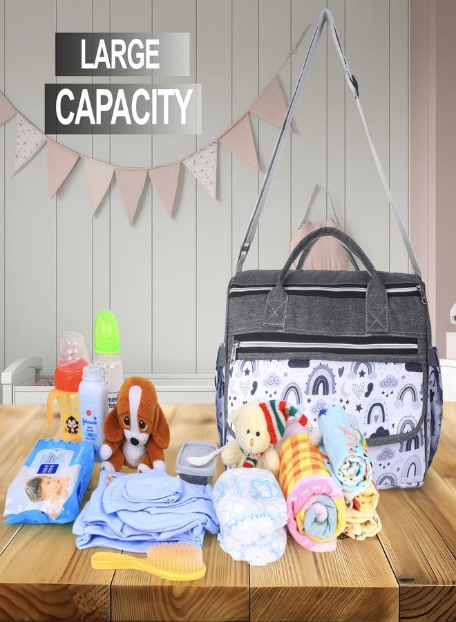 Laee cute "Baby Diaper Bag with Multiple Pockets | Large Capacity Travel Nappy Bag with Shoulder Strap & Stylish Design | Waterproof Maternity Bag for Moms & Dads (grey) - Image 5