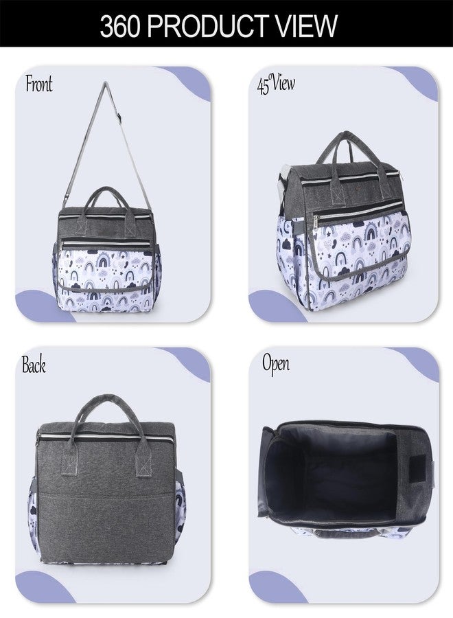 Laee cute "Baby Diaper Bag with Multiple Pockets | Large Capacity Travel Nappy Bag with Shoulder Strap & Stylish Design | Waterproof Maternity Bag for Moms & Dads (grey) - Image 4