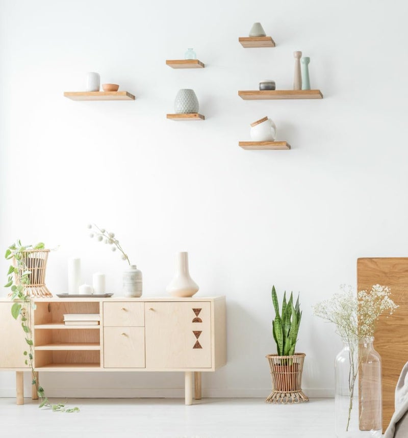 AsolBD Decorative Floating Wall Mounted Shelves with Stylish Invisible Brackets, Modern Faux Wood Storage with Matte Finish for Bedroom, Living Room, Bathroom, Kitchen Décor, 1 Piece (Natural, 80 CM) - Image 3