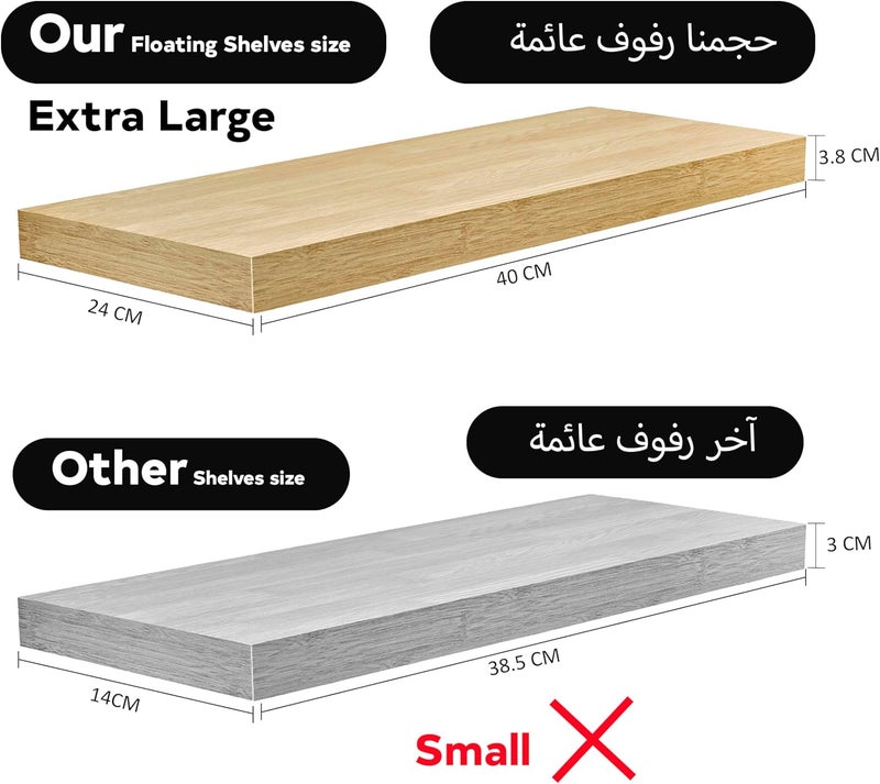 AsolBD Decorative Floating Wall Mounted Shelves with Stylish Invisible Brackets, Modern Faux Wood Storage with Matte Finish for Bedroom, Living Room, Bathroom, Kitchen Décor, 1 Piece (Natural, 80 CM) - Image 2