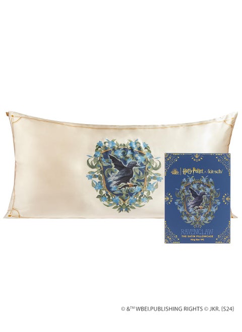 Kitsch x Harry Potter Ravenclaw Satin Pillowcase with Zipper for Hair & Skin - Double-Sided  Softer Than Silk  Wrinkle-Free  Machine Washable  Frizz Control  Breakout Prevention - King Size (19x36)