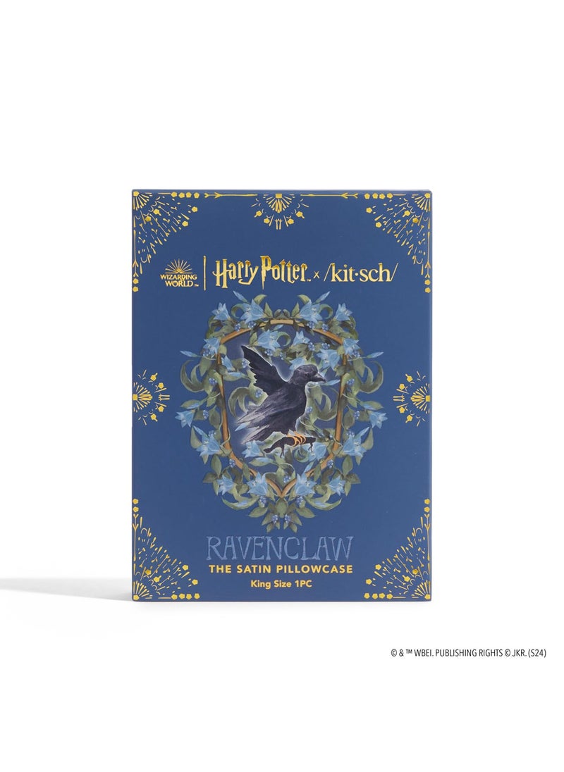 Kitsch x Harry Potter Ravenclaw Satin Pillowcase with Zipper for Hair & Skin - Double-Sided  Softer Than Silk  Wrinkle-Free  Machine Washable  Frizz Control  Breakout Prevention - King Size (19x36)