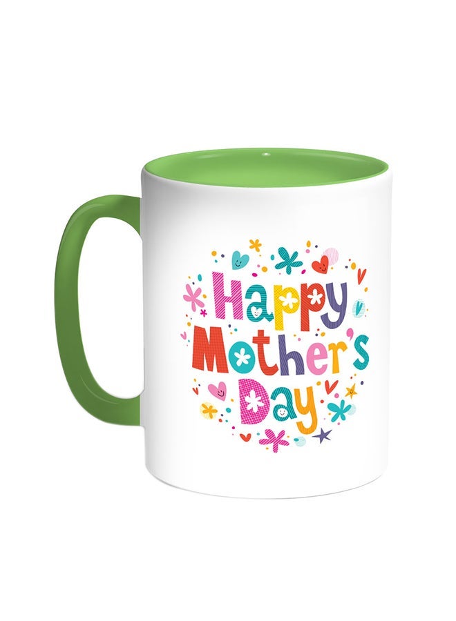 Happy Mother's Day Printed Coffee Mug Green/White 11ounce