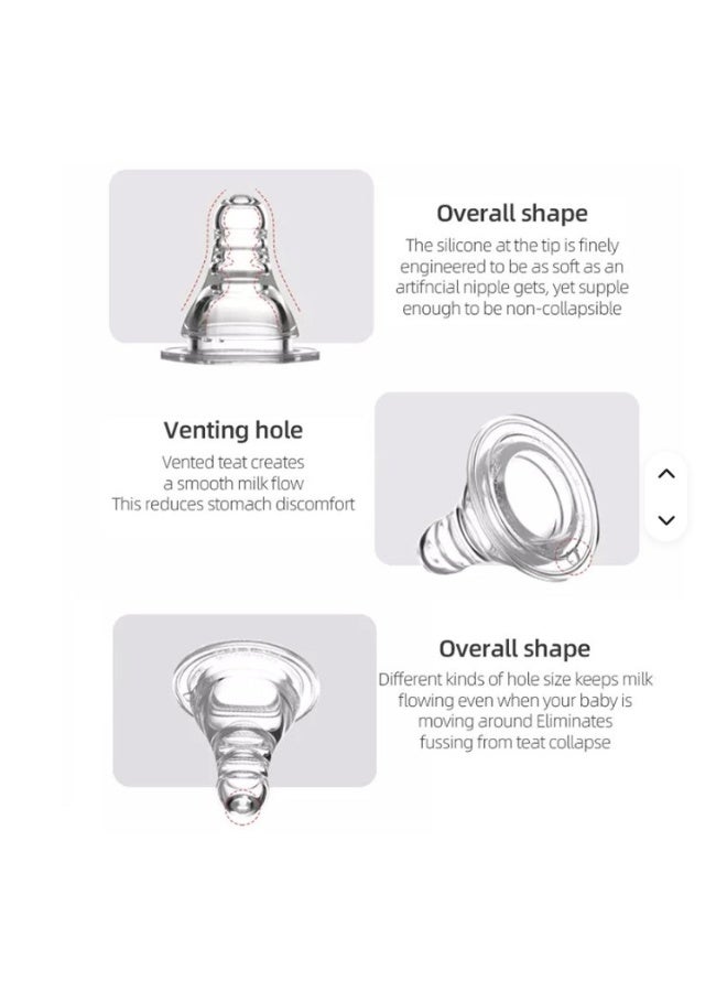 Royalbuckle Baby Bottle Nipples Pack of 3 Silicone Feeding Teats Soft Replacement Nipples Compatible with Baby Feeding Bottles - Image 4