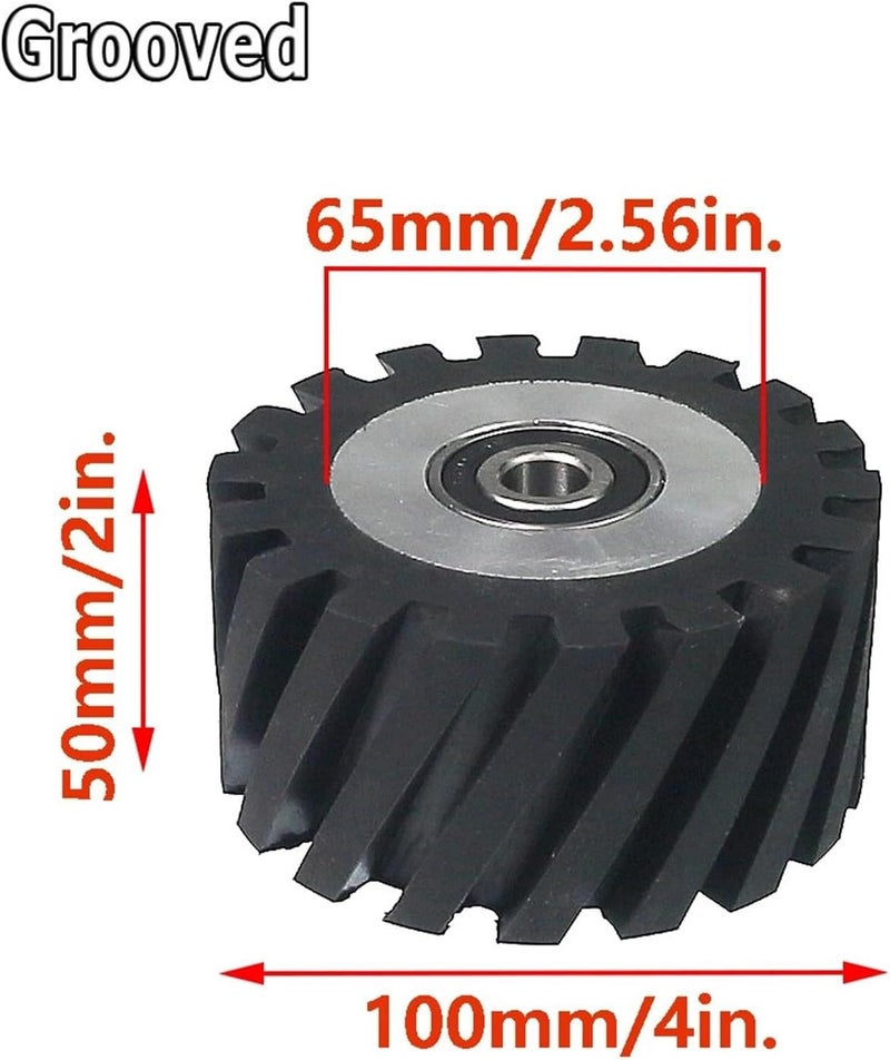 100x50mm Rubber Contact Wheel For Belt Grinder – Solid And Grooved Options, 4x2" Replacement Component(G 12.7mm Bearings) - Image 5