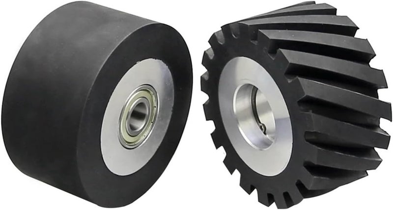 100x50mm Rubber Contact Wheel For Belt Grinder – Solid And Grooved Options, 4x2" Replacement Component(G 12.7mm Bearings) - Image 3