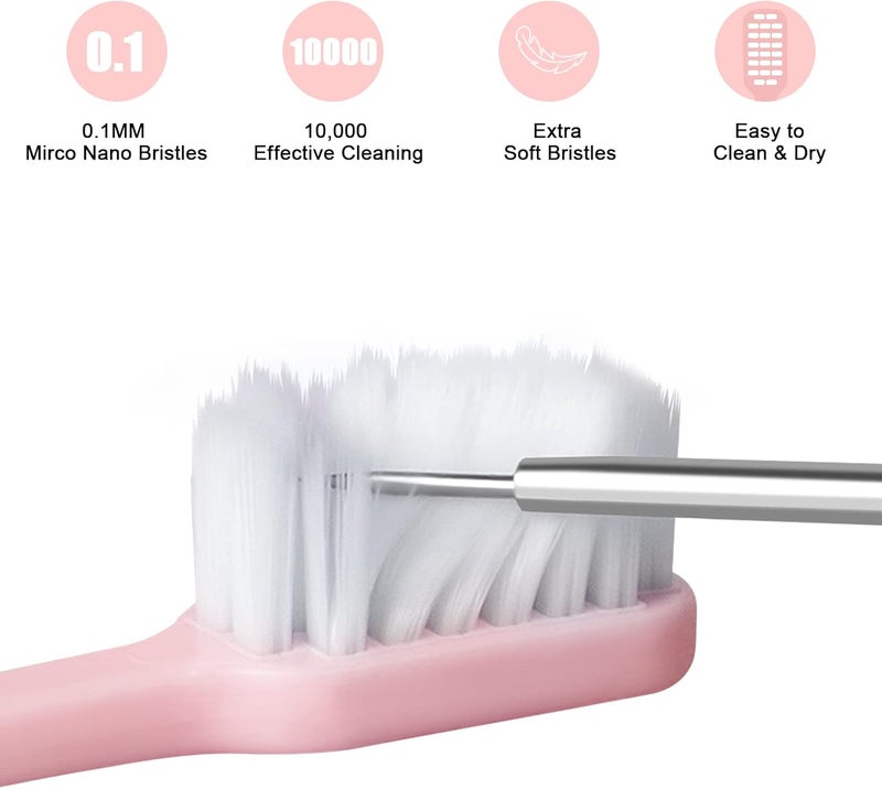 Suree Extra Soft Toothbrush for Sensitive Teeth and Gums (5 Pack), Ultra Soft Toothbrush with 10000 Micro Nano Bristles for Adults and Elderly - Image 4