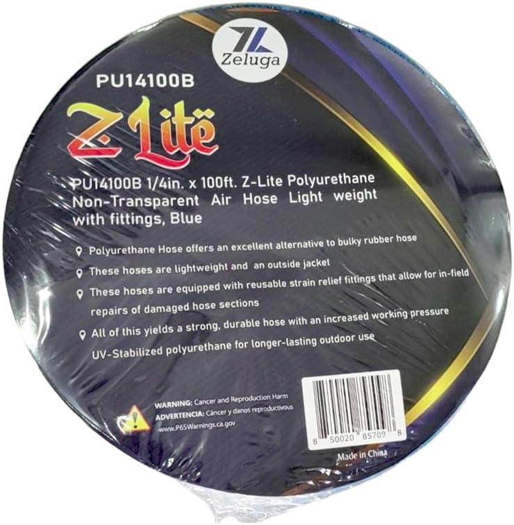 Zeluga PU14100B Polyurethane Non-Transparent Air Hose 1/4in. x 100ft - Lightweight Blue - Image 2