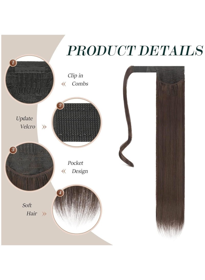 إستيل وصلة ذيل حصان طويلة وملفوفة حول مشبك في شعر من الألياف الاصطناعية للنساء - أوبورن داكن - Image 3