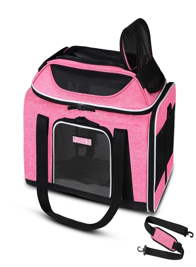Petskd Top-Expandable Pet Carrier 17x11x9.5 Inches Alaska Airline Approved, Soft-Sided Carrier for Small Cats and Dogs with Locking Safety Zippers and Anti-Scratch Mesh(Pink) - Image 1