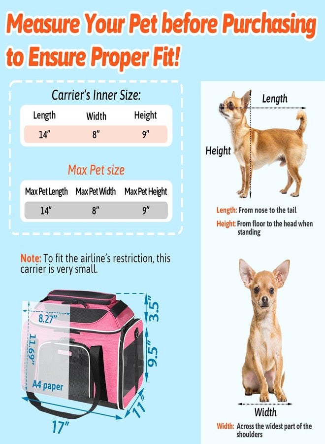 Petskd Top-Expandable Pet Carrier 17x11x9.5 Inches Alaska Airline Approved, Soft-Sided Carrier for Small Cats and Dogs with Locking Safety Zippers and Anti-Scratch Mesh(Pink) - Image 3