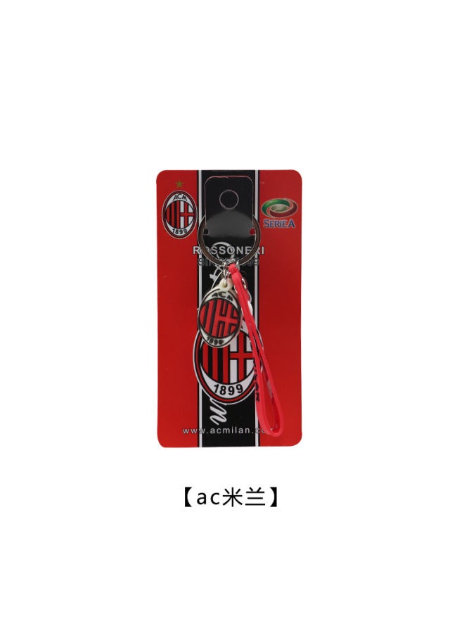 Ac Milan Chelsea Arsenal Liverpool Real Madrid Ball Club Double-sided Pvc Rope Keychain Football Fans Pendant