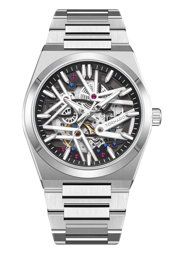 TORNADO Tornado Autonova T24301-SBSB Men's Automatic Display Watch & Metal Strap Silver
