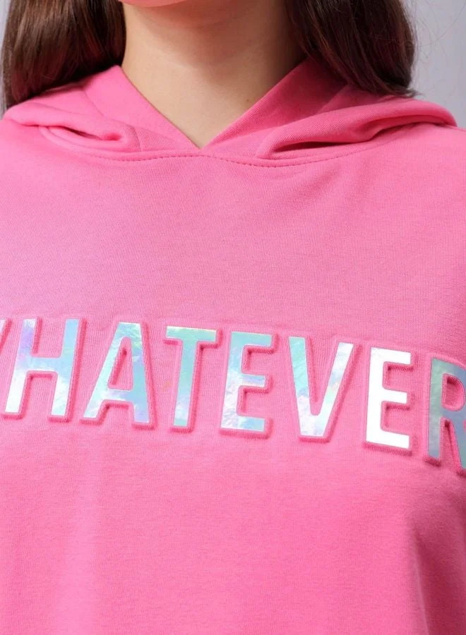 Freehand  Women Relaxed Fit Typography Printed Hooded Neck Long Sleeve Hooded Sweatshirt  | Best Price UAE