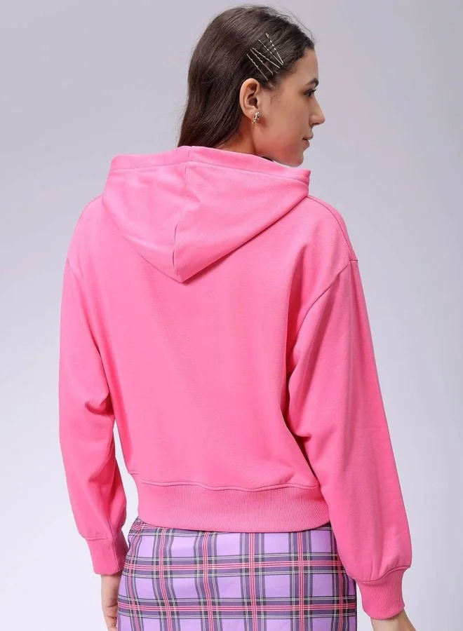 Freehand  Women Relaxed Fit Typography Printed Hooded Neck Long Sleeve Hooded Sweatshirt  | Best Price UAE