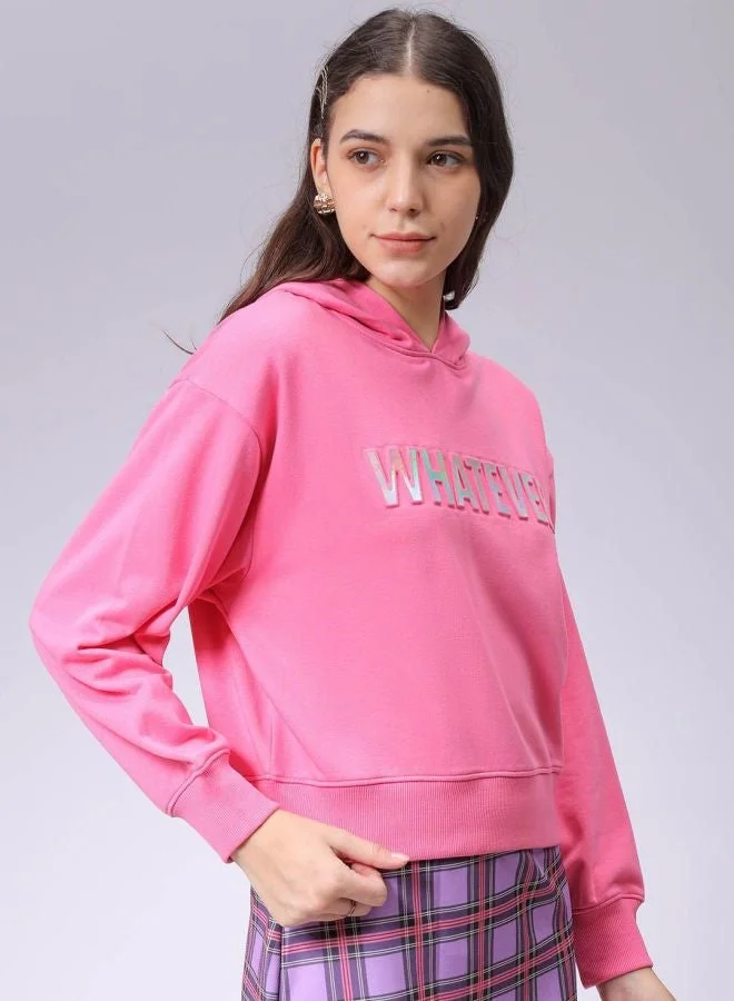 Freehand  Women Relaxed Fit Typography Printed Hooded Neck Long Sleeve Hooded Sweatshirt  | Best Price UAE