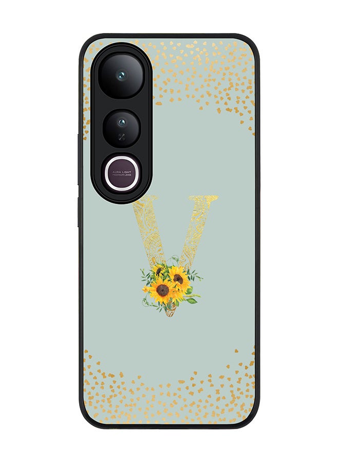 Stylizedd For vivo V50 Lite Case,Slim fit Camera Protection, Shockproof Thin Phone cover  - Custom Floral Monogram - V  (Light Grey )