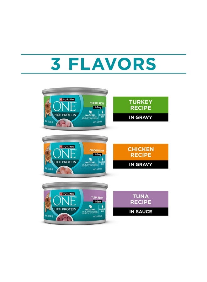 Purina ONE Purina ONE Natural, High Protein Cat Food Variety Pack, Turkey, Chicken and Tuna Recipes - (2 Packs of 12) 3 oz. Cans - Image 2
