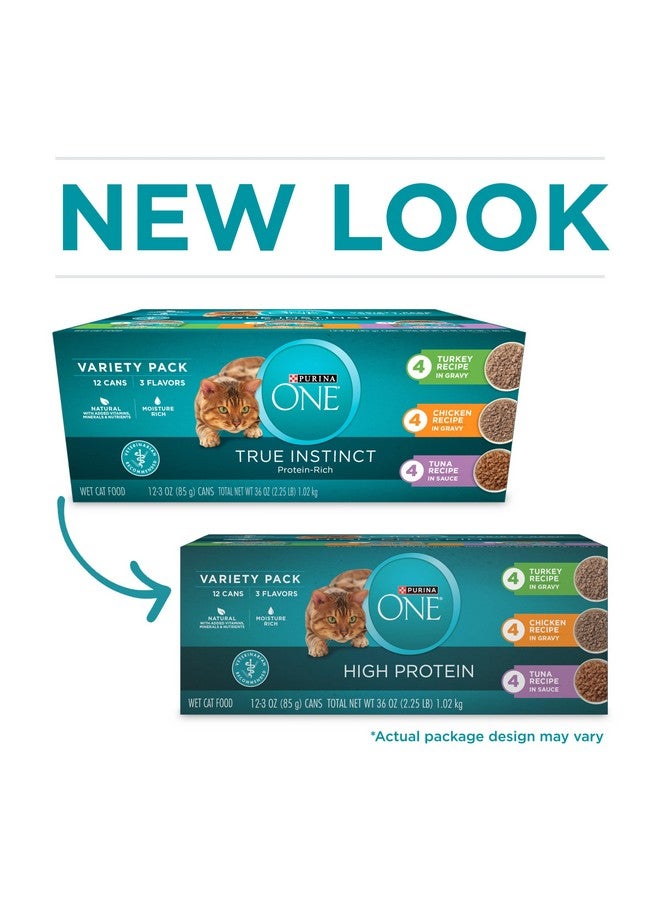 Purina ONE Purina ONE Natural, High Protein Cat Food Variety Pack, Turkey, Chicken and Tuna Recipes - (2 Packs of 12) 3 oz. Cans - Image 1