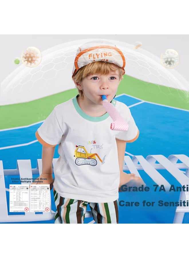 Beptides Beipesi تي شيرت أطفال بأكمام قصيرة، طراز صيفي جديد ، للبنين والبنات، قطعة علوية رقيقة قطنية ناعمة تنفس للأطفال الرضع - Image 4