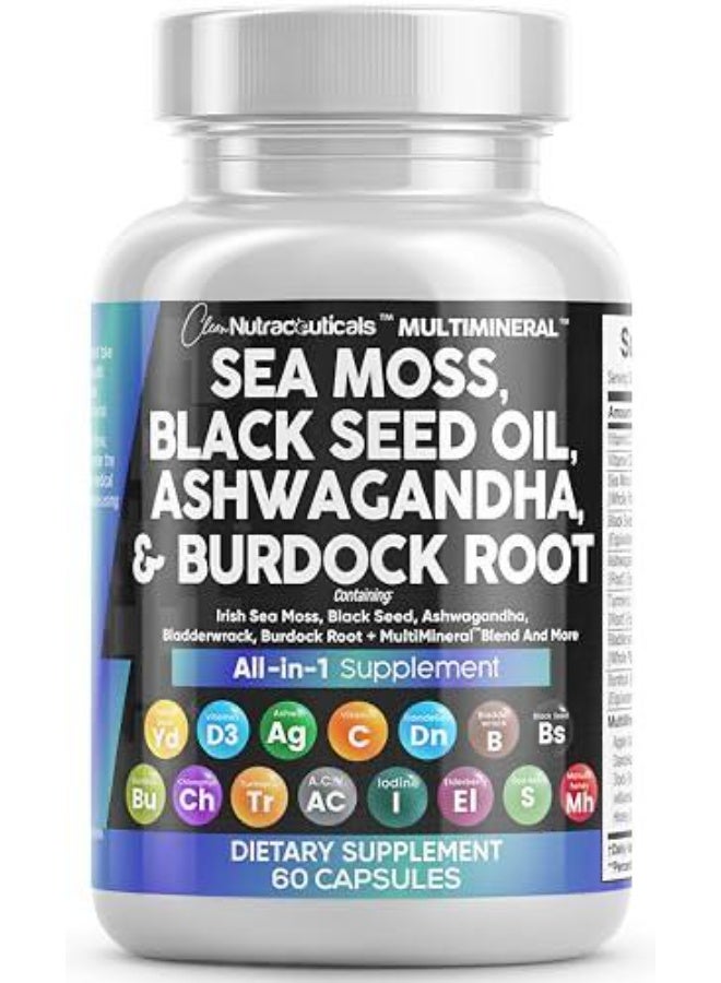 كلين نيوتراسيوتيكالز زيت بذور الكمون الأسود من Clean Nutraceuticals مع طحالب البحر، أشواغاندا، كركم، بلادر وراك، برباريس، فيتامين C، فيتامين D3 مع إلدربيري، مانوكا، دندليوني، يلو دوك، يود، كلوروفيل، خل التفاح - Image 1