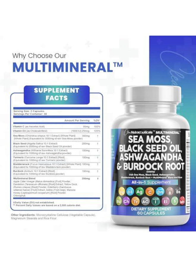 كلين نيوتراسيوتيكالز زيت بذور الكمون الأسود من Clean Nutraceuticals مع طحالب البحر، أشواغاندا، كركم، بلادر وراك، برباريس، فيتامين C، فيتامين D3 مع إلدربيري، مانوكا، دندليوني، يلو دوك، يود، كلوروفيل، خل التفاح - Image 2