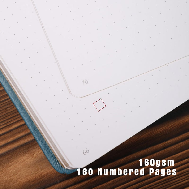 TIEFOSSI Dotted Journal Notebook, Dot Grid Notebook for Women Men, Hardcover PU Leather Journal, 160 GSM Thick Paper, 160 Numbered Pages with Gold Edges, 8 x 8 Square Diary - Image 5