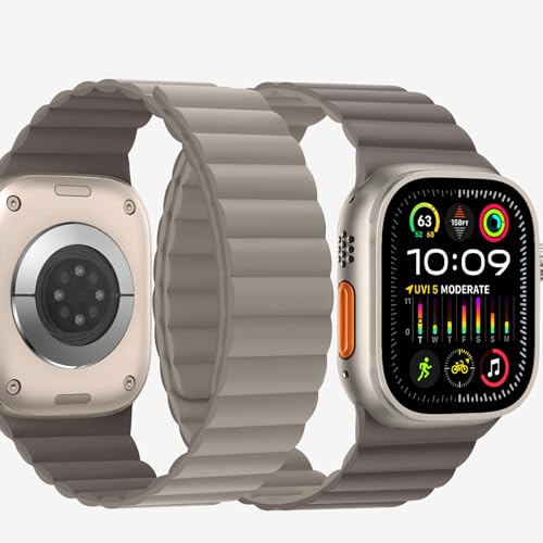 Bisikor Compatible with Apple Watch Band 49 46 45 44 42 41 40 38mm Double Sided Wearable Silicone Magnetic Strap for iWatch Ultra SE Series 11 10 9 8 7 6 5 4 3 2 1 (42/44/45/46/49, Khaki/Coffee) - Image 2