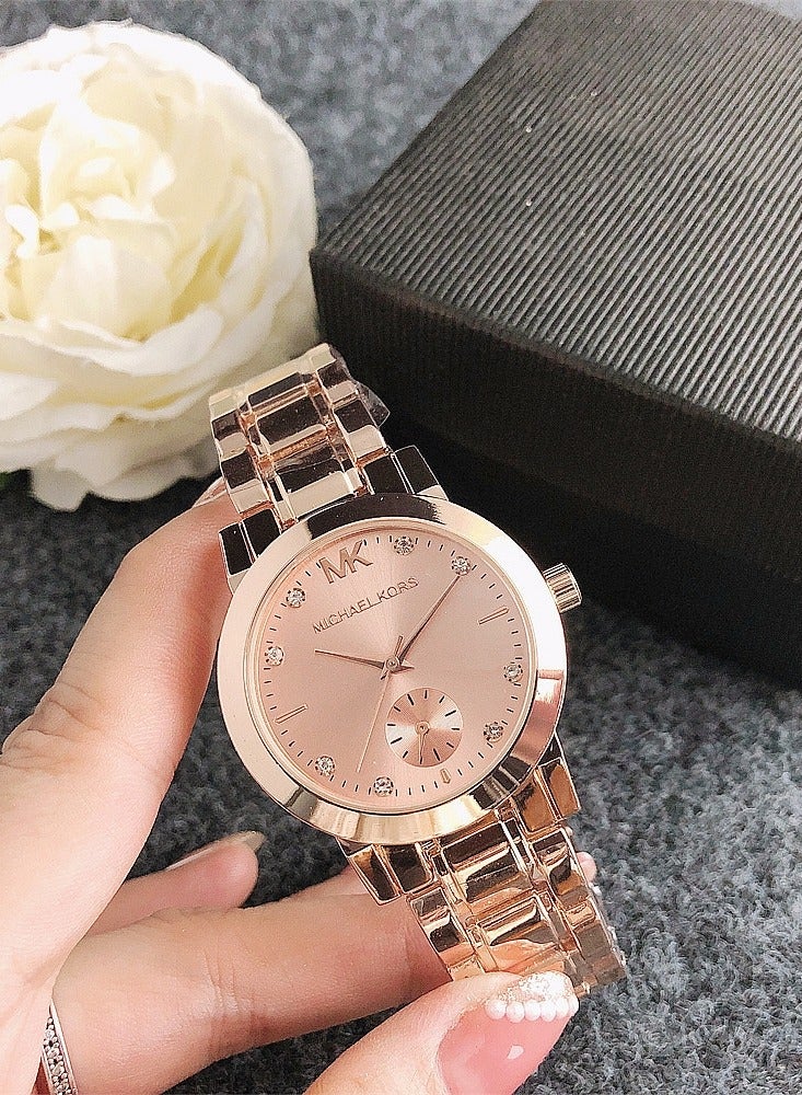 MK Stopwatches Michael Kors Watch Rose Gold Tone Women's Crystal Fashion Watch