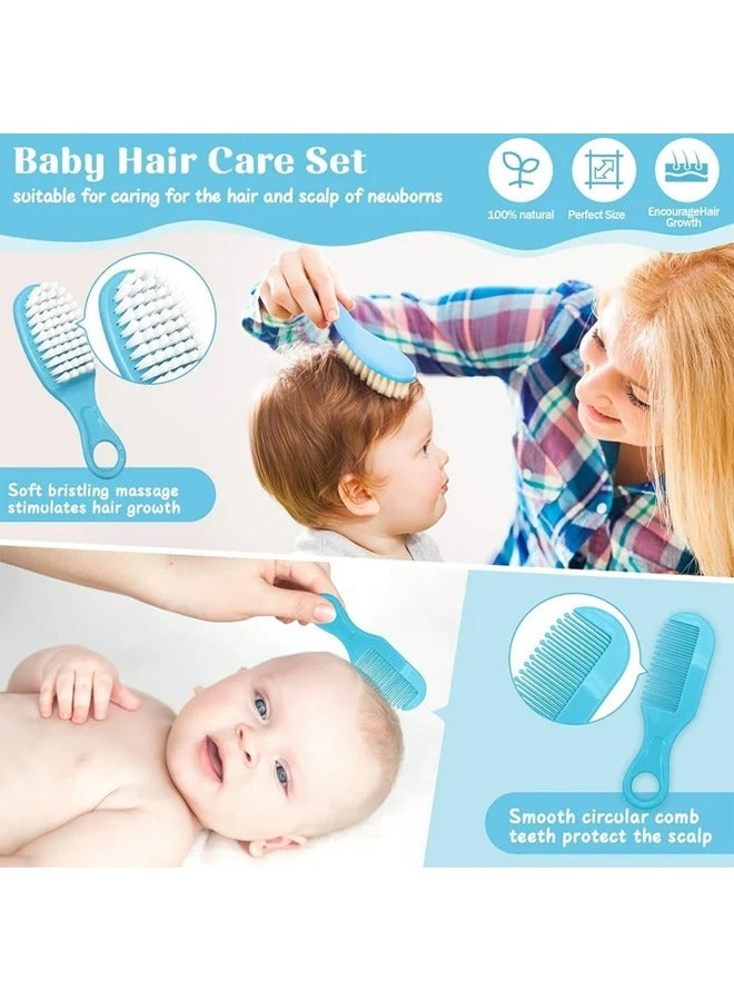 Vividorad 17Pcs Portable Baby Health Care & Beauty Kit,Portable Baby Care Grooming and Healthcare Kit with Premium-Quality Materials, Multifunction Nursery Care Kit, Suitable for Outgoing and Traveling,  Portable Essential Daily Care Bathing Tool for Toddler Infant,Suitable for Newborn Infant Boys Girls,Baby Bathing Tool Care Set, Brush, Comb, Thumb Toothbrush, Nail Clippers, Nasal Aspirator, Scissors, Tweezers, Nail File, Water Thermometer, Dropper, Medicine Spoon and Cotton Pads - Image 3