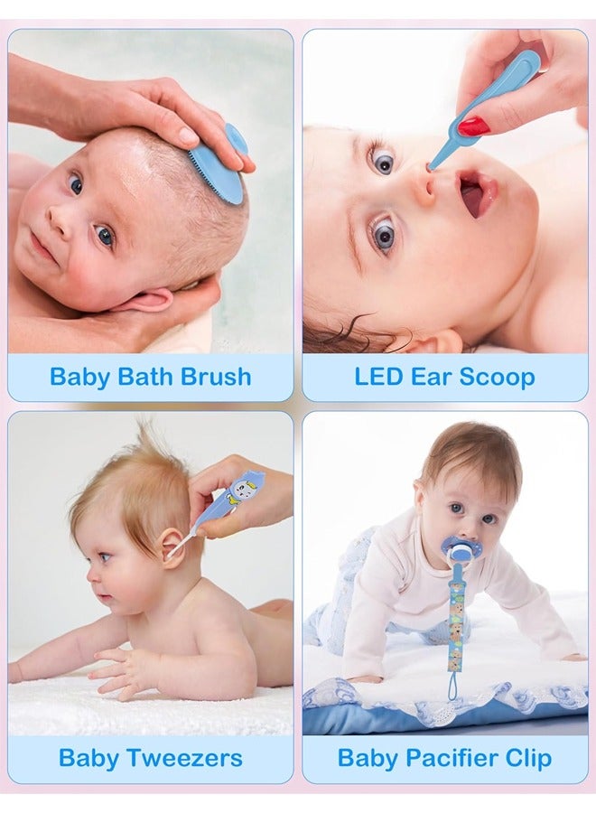 Vividorad 17Pcs Portable Baby Health Care & Beauty Kit,Portable Baby Care Grooming and Healthcare Kit with Premium-Quality Materials, Multifunction Nursery Care Kit, Suitable for Outgoing and Traveling,  Portable Essential Daily Care Bathing Tool for Toddler Infant,Suitable for Newborn Infant Boys Girls,Baby Bathing Tool Care Set, Brush, Comb, Thumb Toothbrush, Nail Clippers, Nasal Aspirator, Scissors, Tweezers, Nail File, Water Thermometer, Dropper, Medicine Spoon and Cotton Pads - Image 5