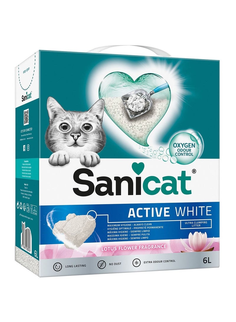 Sanicat Active White Ultra Clumping Lotus Flower Fragrance Cat Litter 6L 