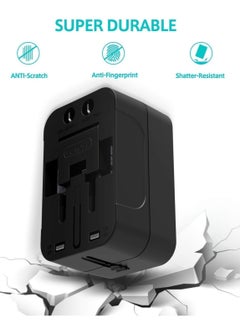 Generic Dual USB Universal Travel Adapter – All-in-One Worldwide Charger with Multi-Type Outlets and 2.1A USB Ports (Black, 100-250V)  - Image 2
