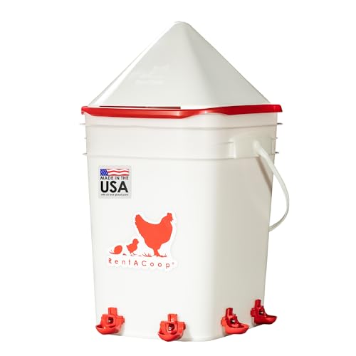 RentACoop 5 Gallon Chicken BPA-Free Plastic Bucket Waterer Set with 4 Horizontal Nipples - Corner Placement - Image 1