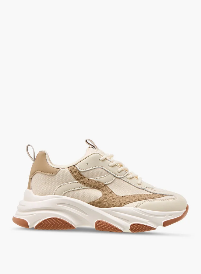 Celeste Women's Logo Embossed Sneakers with Lace-Up Closure