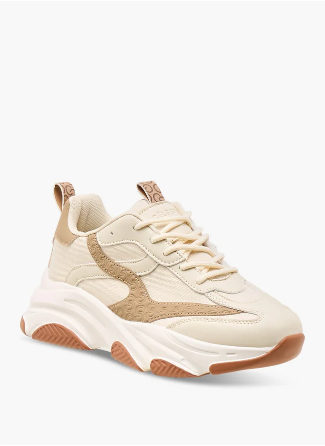 Celeste Women's Logo Embossed Sneakers with Lace-Up Closure