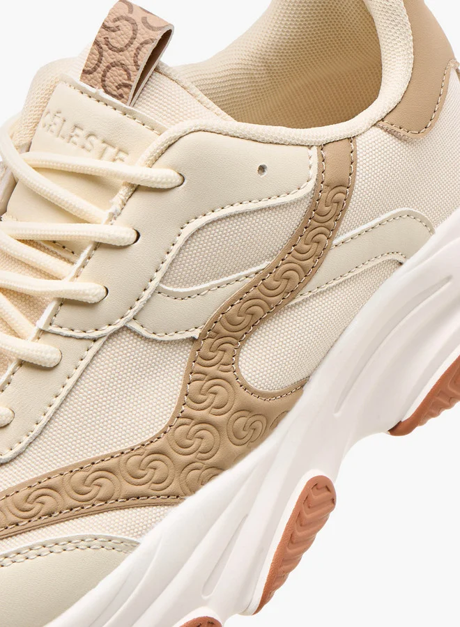 Celeste Women's Logo Embossed Sneakers with Lace-Up Closure
