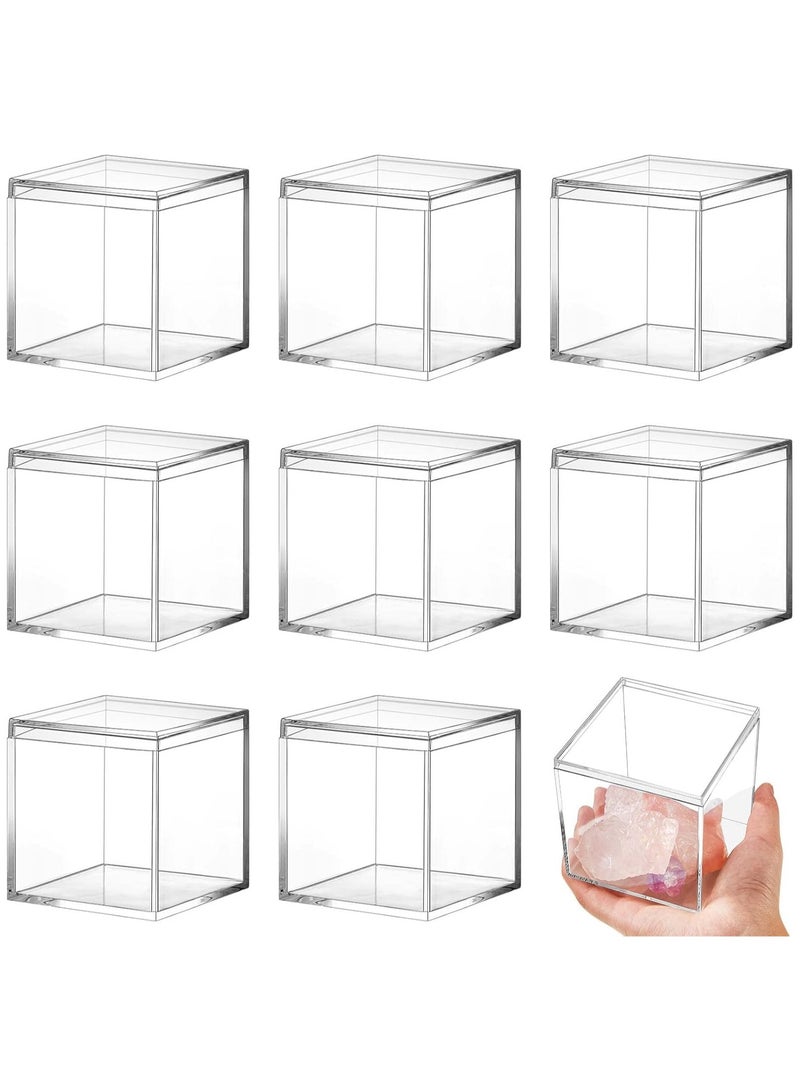 FUFU FUFU 8 Pieces Clear Acrylic Plastic Small Acrylic Box with Lid Decorative Storage Box Jewelry Display Mini Clear Container for Home Candy Pill Tiny Jewelry Toys Gifts  - Image 1