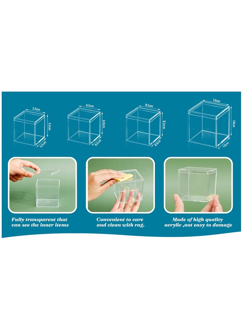 FUFU FUFU 8 Pieces Clear Acrylic Plastic Small Acrylic Box with Lid Decorative Storage Box Jewelry Display Mini Clear Container for Home Candy Pill Tiny Jewelry Toys Gifts  - Image 2