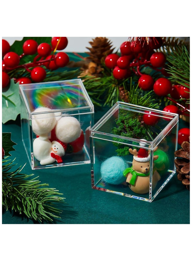 FUFU FUFU 8 Pieces Clear Acrylic Plastic Small Acrylic Box with Lid Decorative Storage Box Jewelry Display Mini Clear Container for Home Candy Pill Tiny Jewelry Toys Gifts  - Image 4