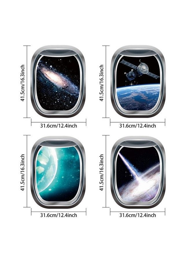 Outus 6 Pieces 3D Space Capsule Window Wall Decal Outer Space Wall Stickers Spacecraft Astronaut Wall Mural Poster For Kids Nursery Bedroom Home Decoration 11 X 15 Inches  - Image 3